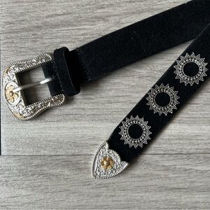 Free People Black and Silver Embellished Belt